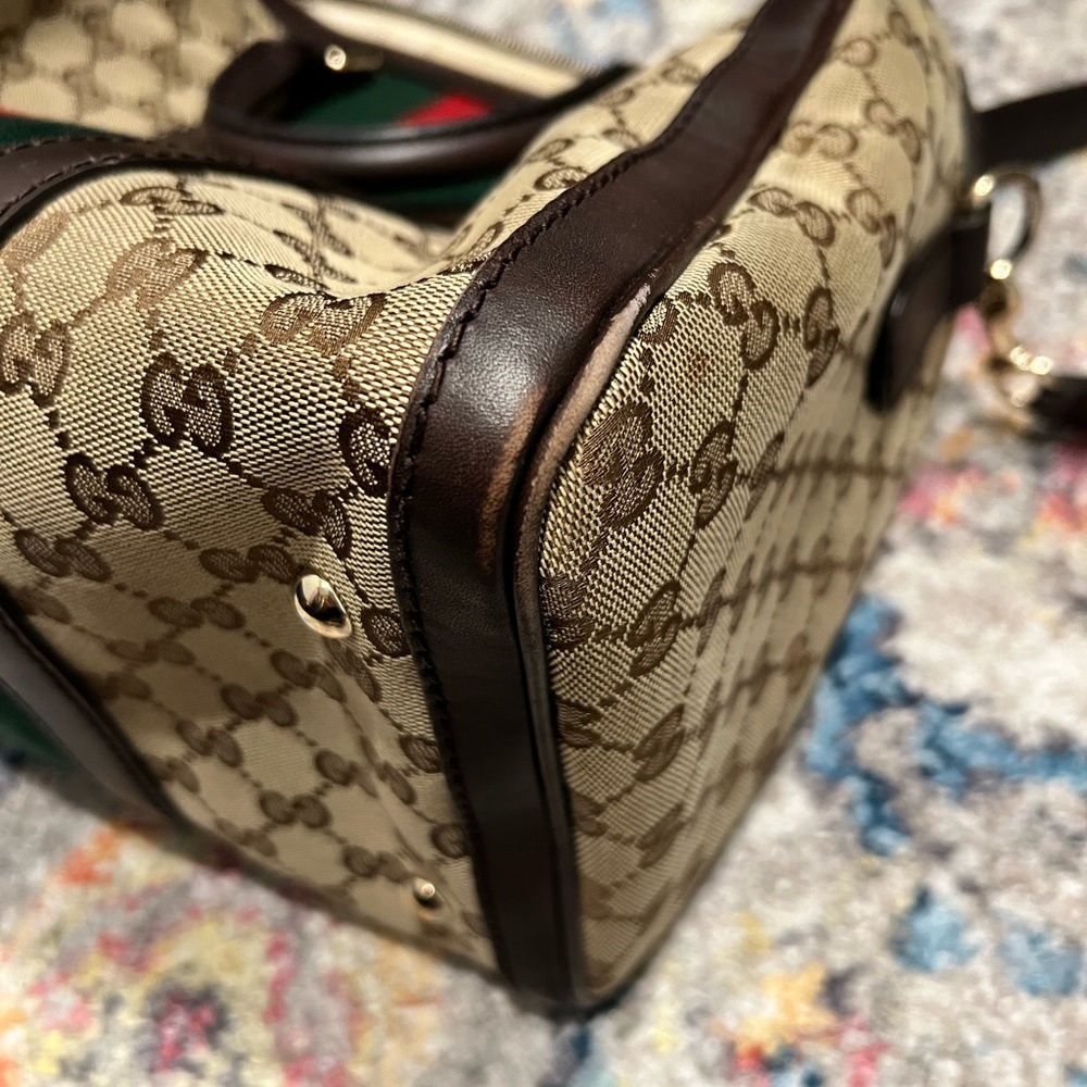 Authentic Gucci Web Medium Boston Bag - Picture 5 of 5